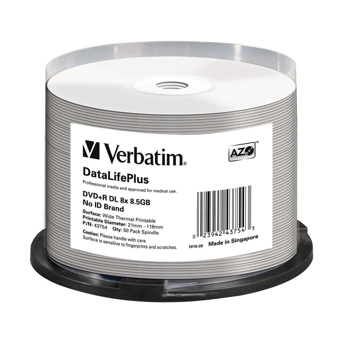Image of Verbatim DVD+R DL 8.5GB Thermal Printable Recordable Discs