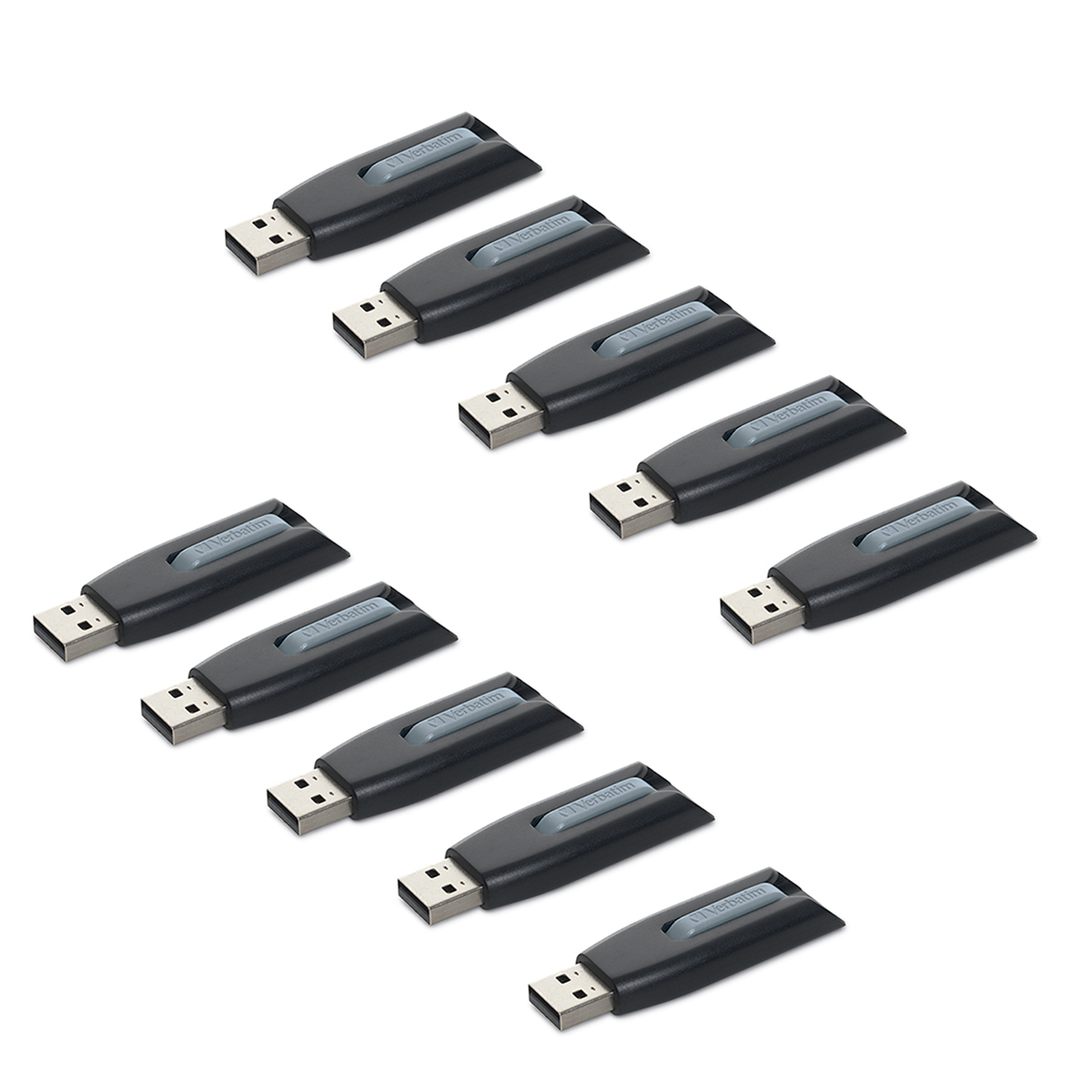 

Verbatim Store 'n' Go V3 64GB USB 3.2 Gen 1 Type-A Flash Drive Gray 10-Pack