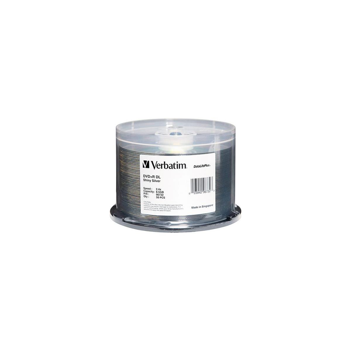 

Verbatim 8.5GB 8x DVD+R DL DataLifePlus Silver Recordable Disc, 50 Pack Spindle