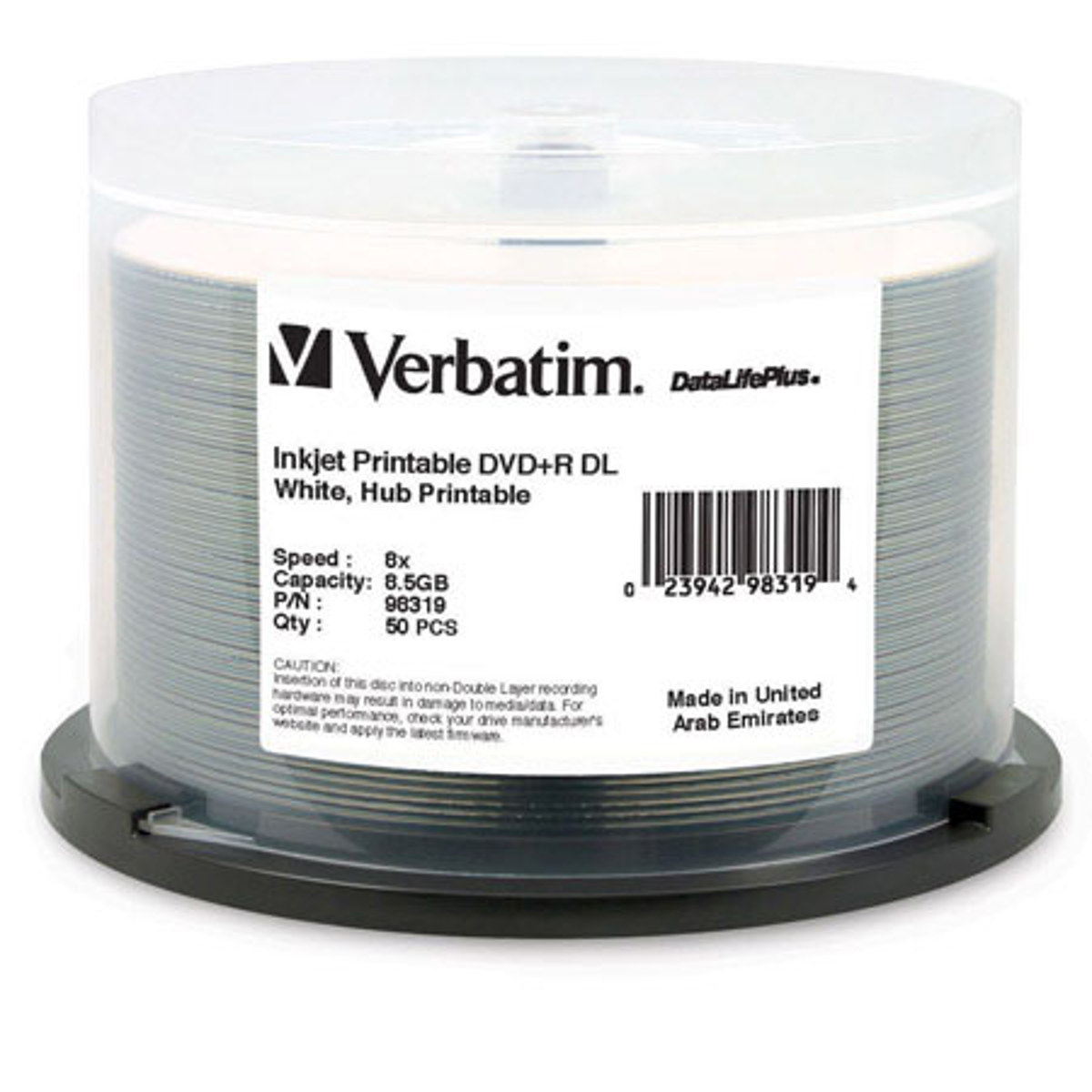 Image of Verbatim DVD+R 8.5GB 8X DataLifePlus White Hub InkJet Printable