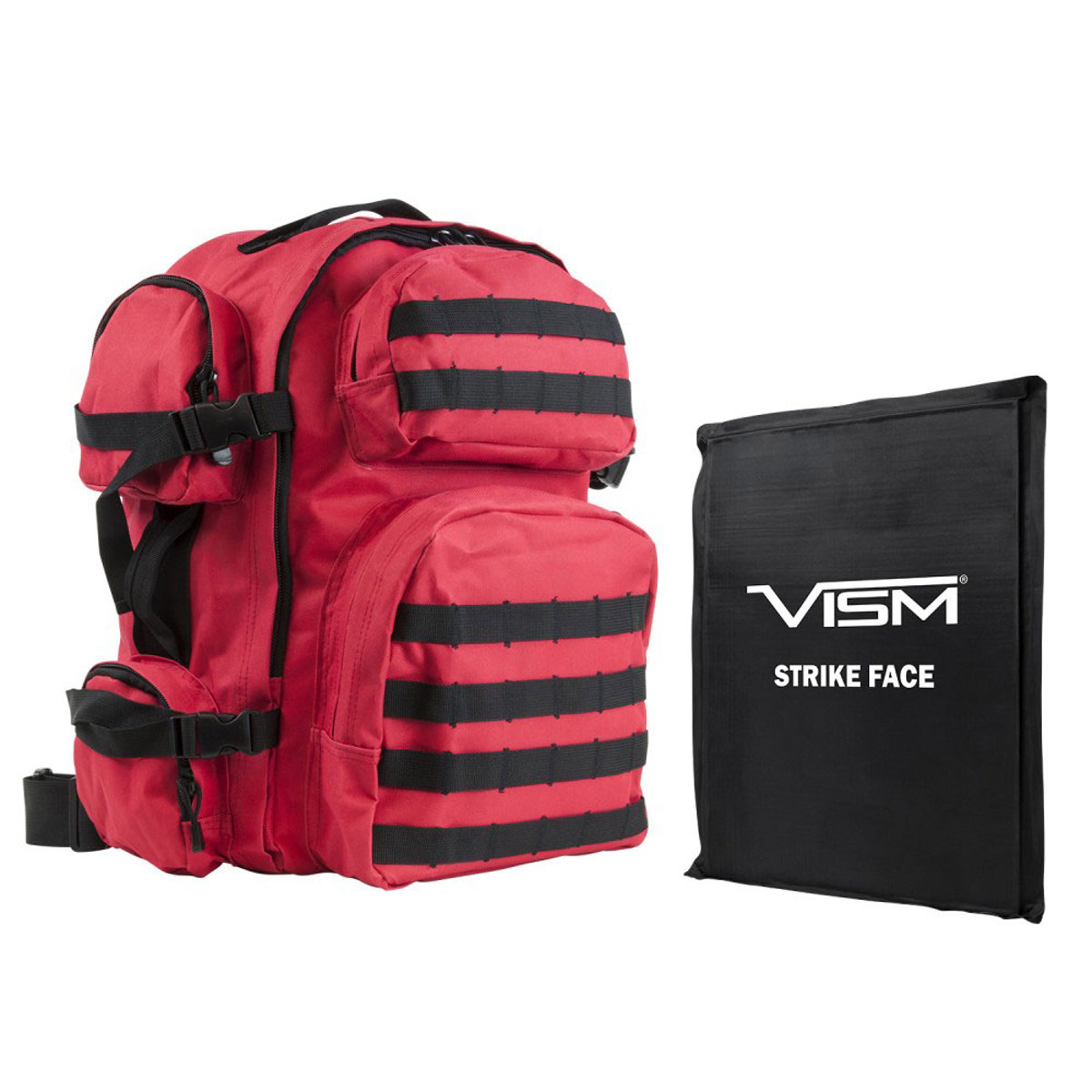

NcSTAR Vism Tactical Backpack, 10x12" Soft Ballistic Panel, Red with Black Trim