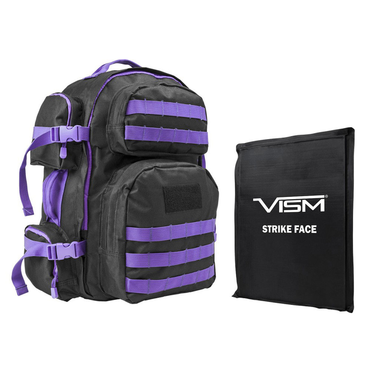 

NcSTAR Vism Tactical Backpack with 10x12" Soft Ballistic Panel,Black/Purple Trim