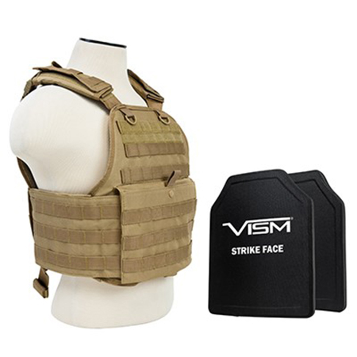 

NcSTAR Vism Ballistic Plate Carrier Vest with Two 10x12" PE Hard Plates, Med-2XL