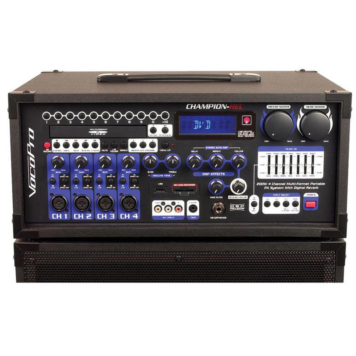 VocoPro CHAMPION-REC HEAD 4 200W 4-Channel Multi-Format PA System -  CHAMPION-REC-H4 (HEAD ONL