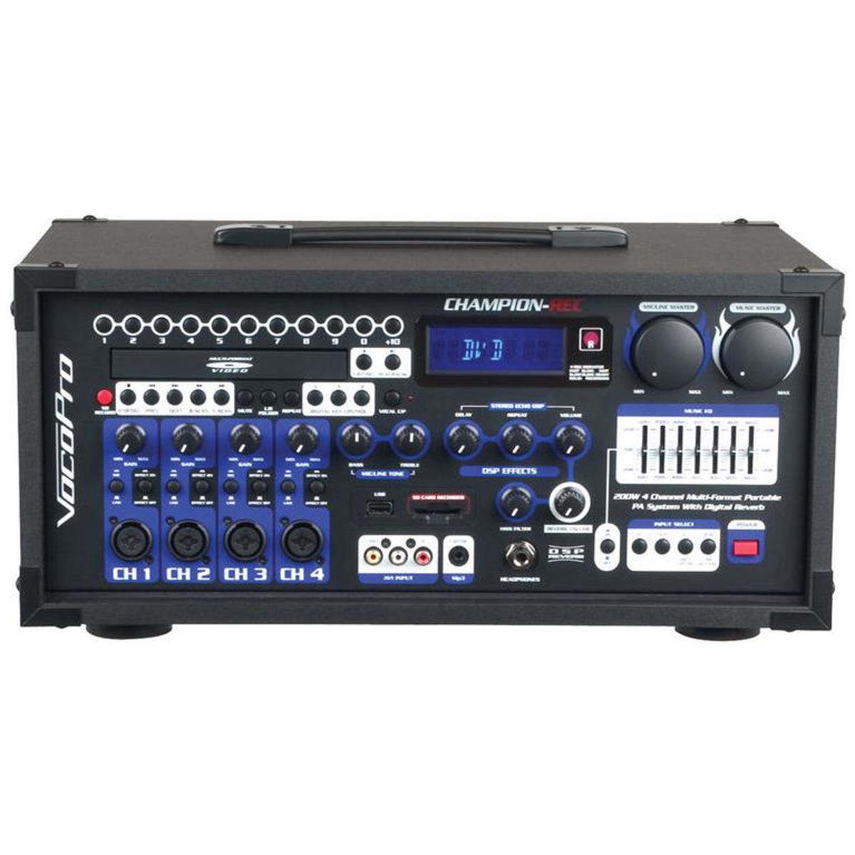 VocoPro CHAMPION-REC BASIC HEAD 200W Multi-Format PA System -  CHAPION-REC BASIC