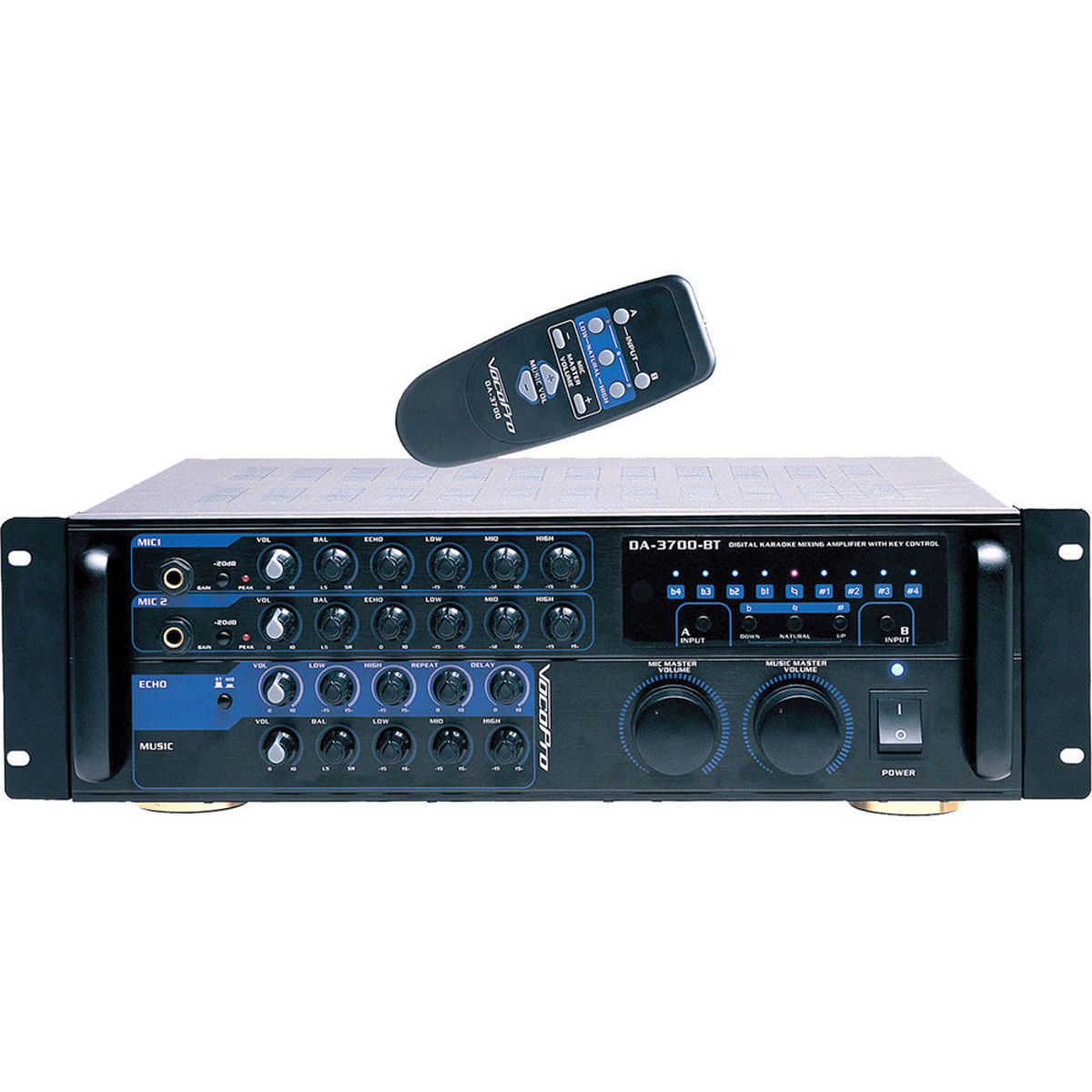 

VocoPro DA-3700 BT 200W Digital Key Control Amplifier with Bluetooth Receiver