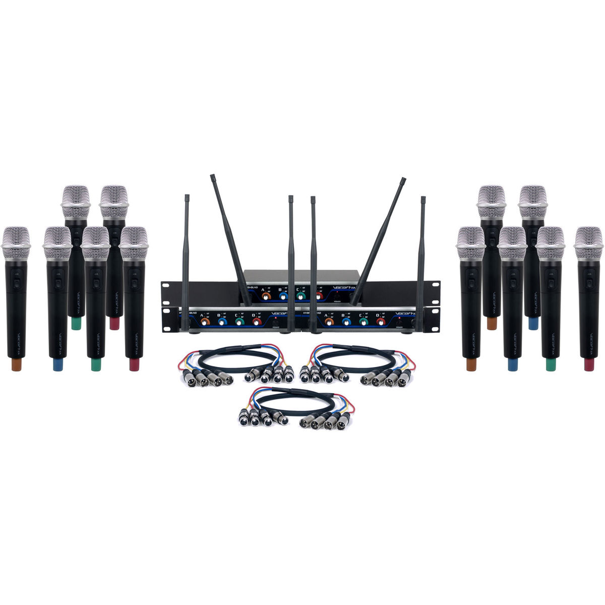 

VocoPro Acapella-12 12-CH Wireless System, 12x UHF Handheld Mics & 3x Receivers