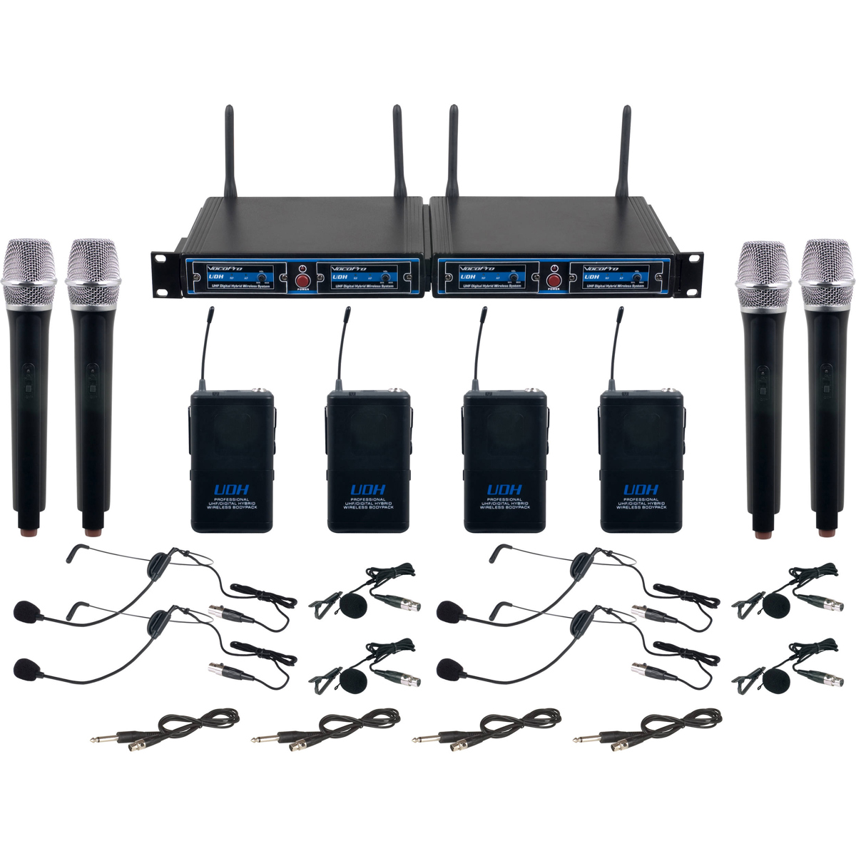 

VocoPro UDH-4-ULTRA 4-Channel UHF/DSP Hybrid Wireless System