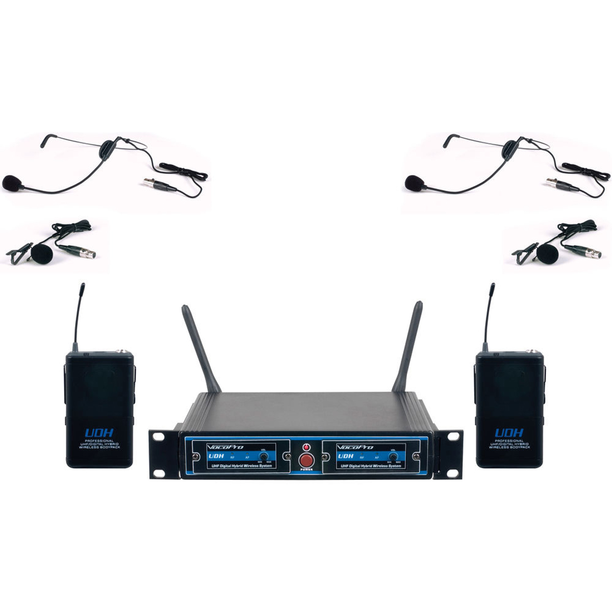 

VocoPro UDH-Dual-B UHF Digital Hybrid Wireless Mic System, Frequency Band: B1