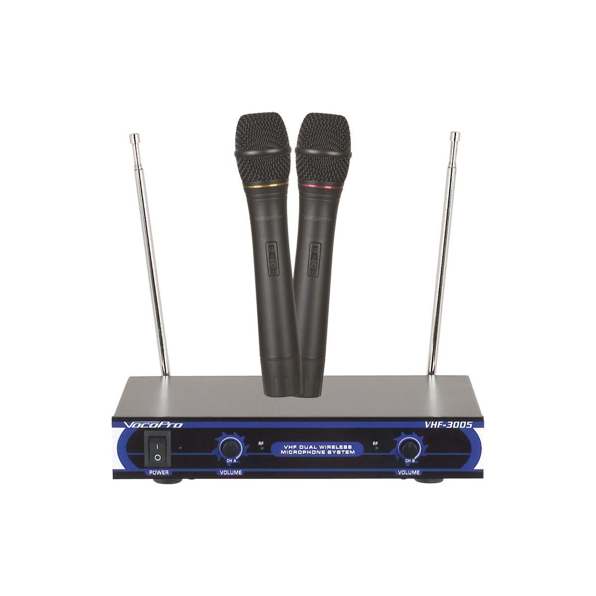 Image of VocoPro VHF-3005 Dual Channel VHF Wireless Microphone System