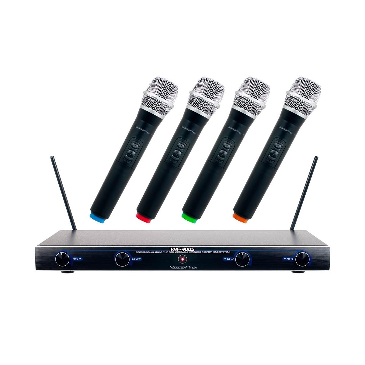 Image of VocoPro VHF-4005 4 Channel Rechargeable VHF Wireless Mic System