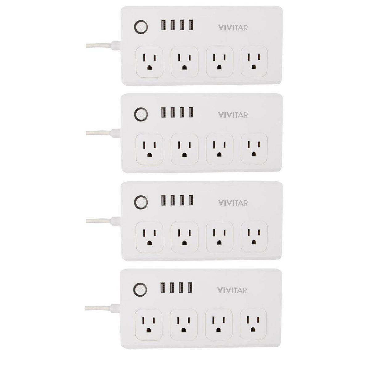 

Vivitar 4 Pack HA-1007 Wi-Fi Smart Multi Plug Power Strip with 4 USB Ports
