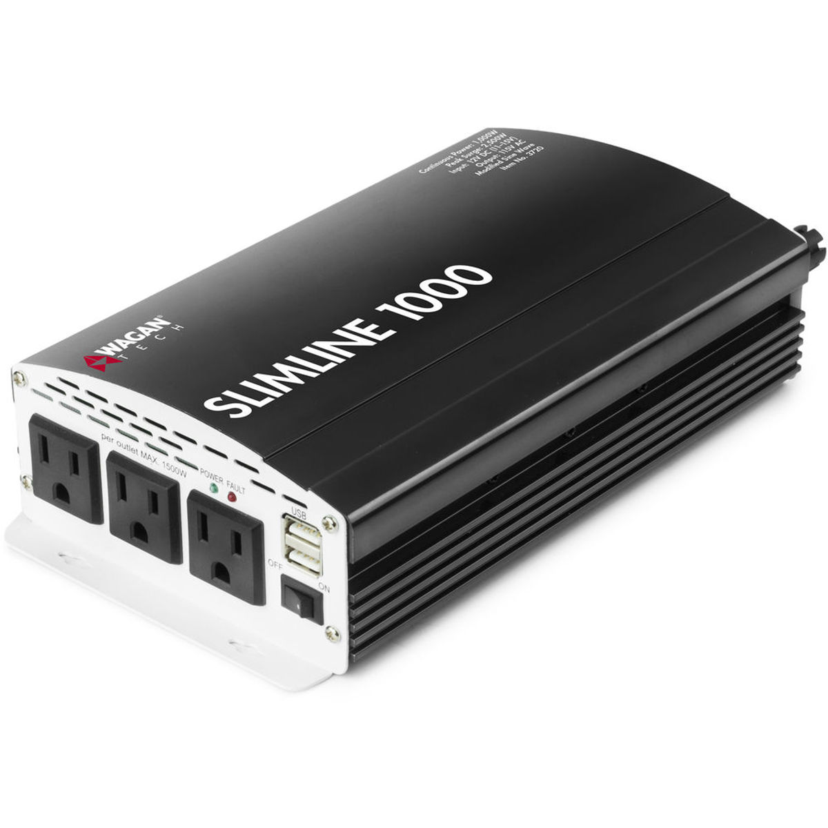 Image of Wagan SlimLine 1000W 12 VDC to 115 VAC Power Inverter