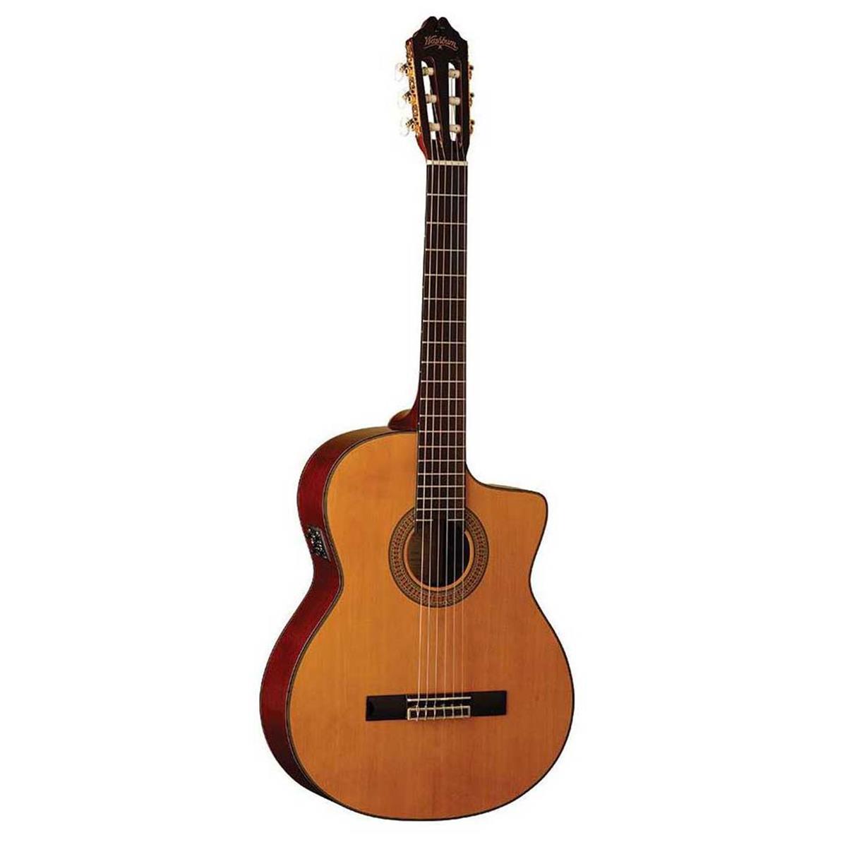Washburn C64SCE Classical Cutaway Acoustic Electric Guitar, Natural -  C64SCE-A-U