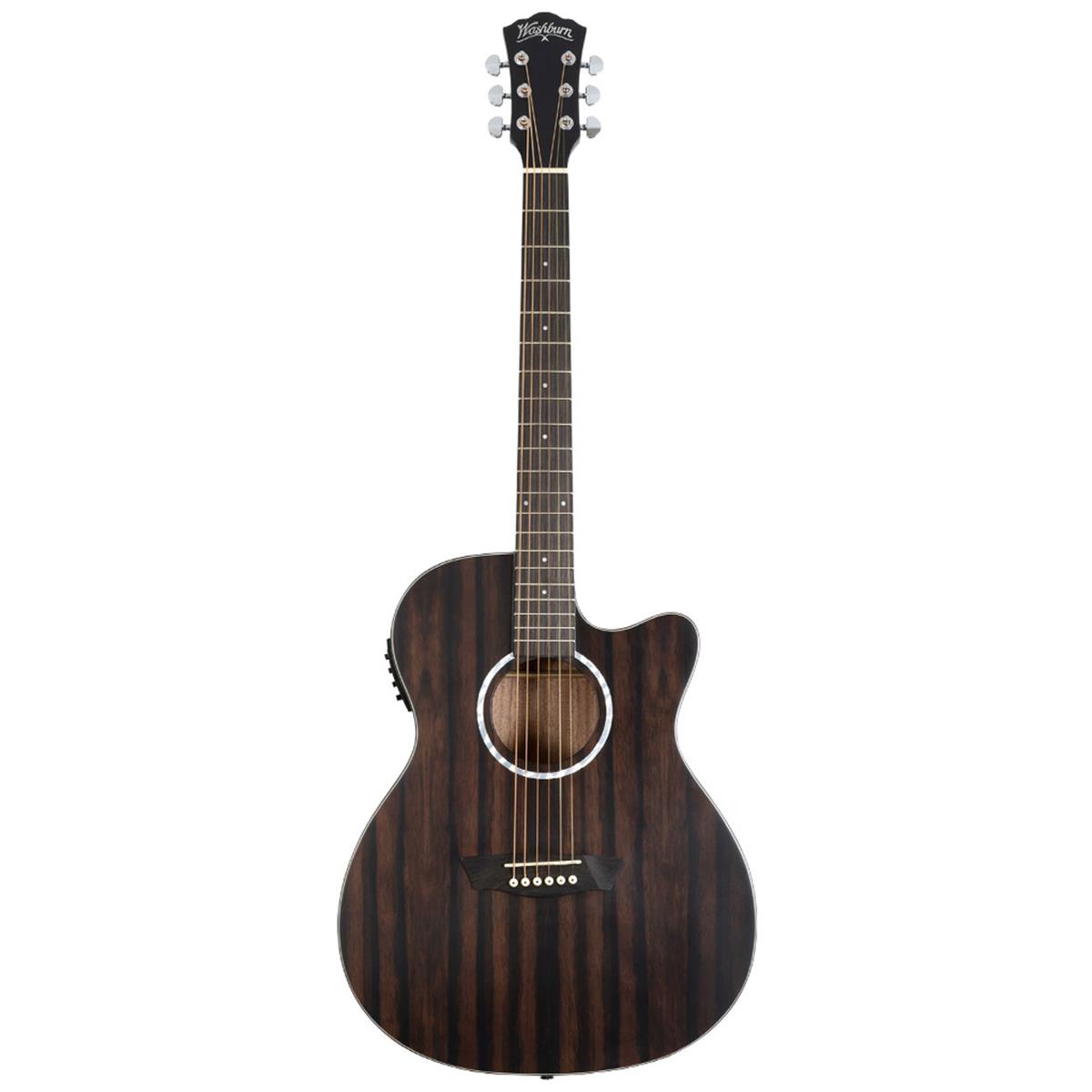 Washburn Deep Forest Ebony ACE Acoustic Guitar, Striped Ebony -  DFEACE-U