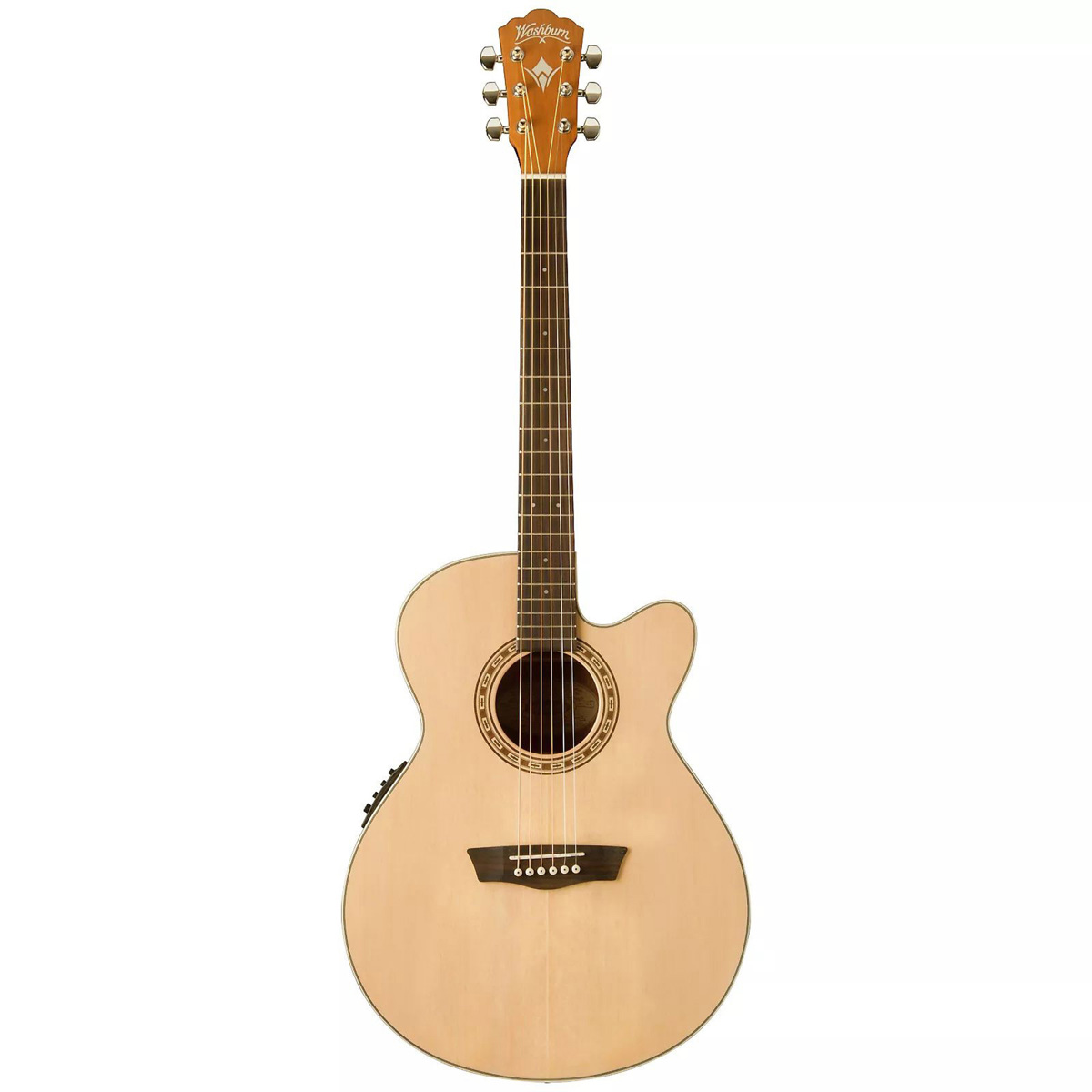 Washburn Harvest Series G7SCE Grand Auditorium Acoustic Electric Guitar, Natural -  WG7SCE-A-U