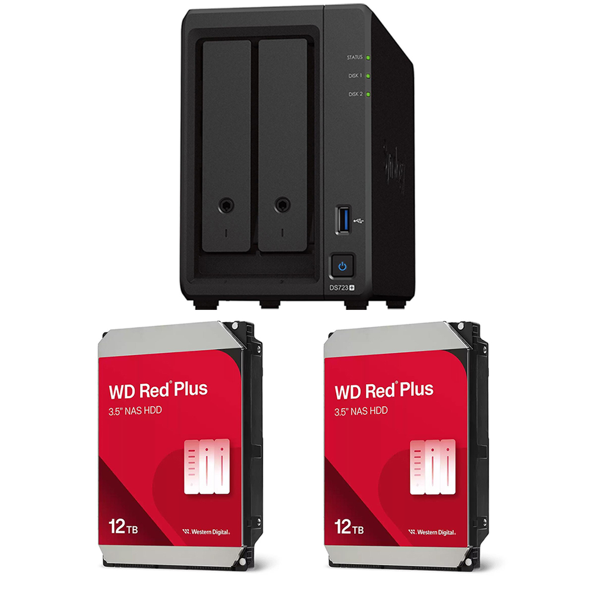 

WD Synology DiskStation DS723+ 2-Bay NAS Enclosure w/2x Red Plus 12TB Internal HDD