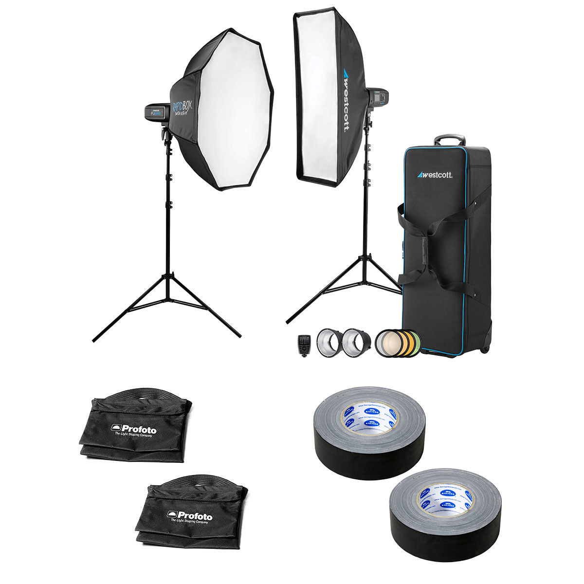 

Westcott FJ400 Strobe 2-Light Location Kit, Bundle with Gaffer Tapes & Sand Bags