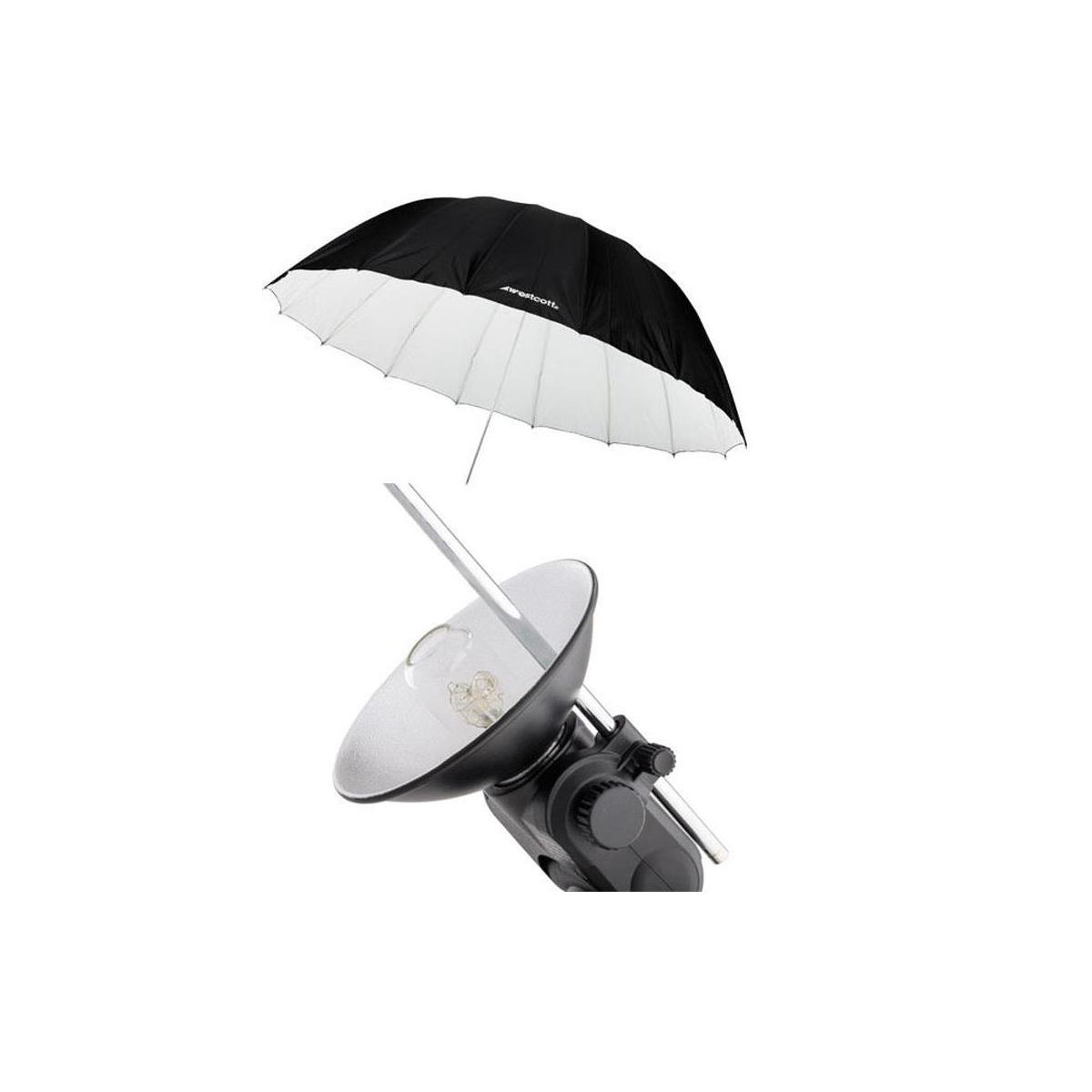 Image of Westcott 7' Parabolic Umbrella White/Black W/Flashpoint Streaklight Umbrella kit