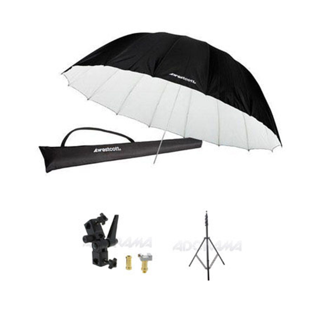 

Westcott 7' Parabolic Umbrella, White/Black BUNDLE