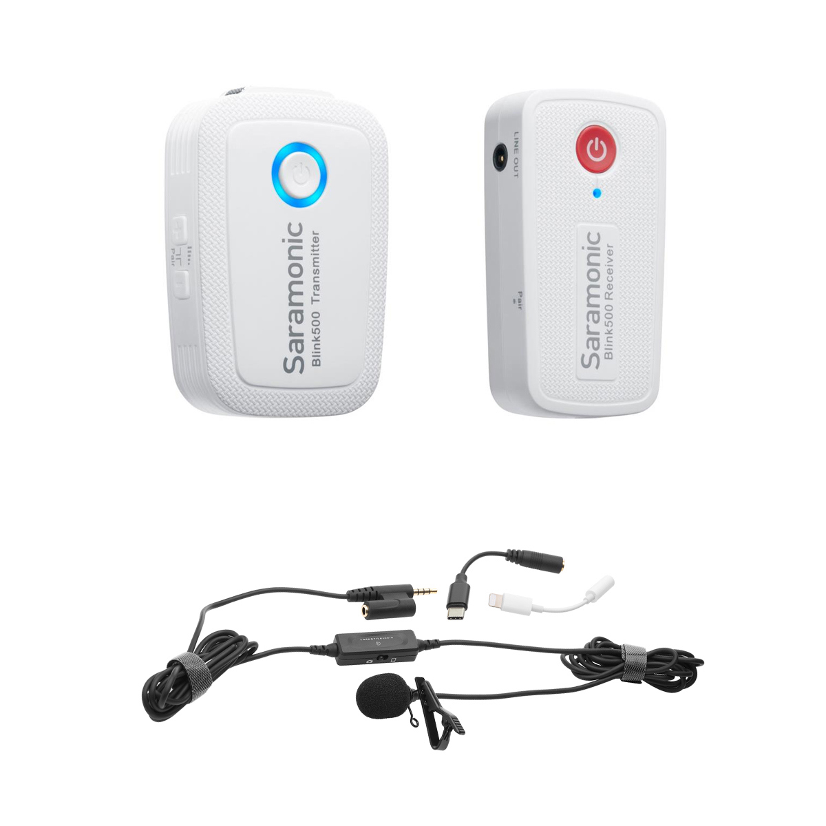 

Saramonic Blink 500 B1 Wireless Mic System, White, Bundle with TASL500 Lav Mic