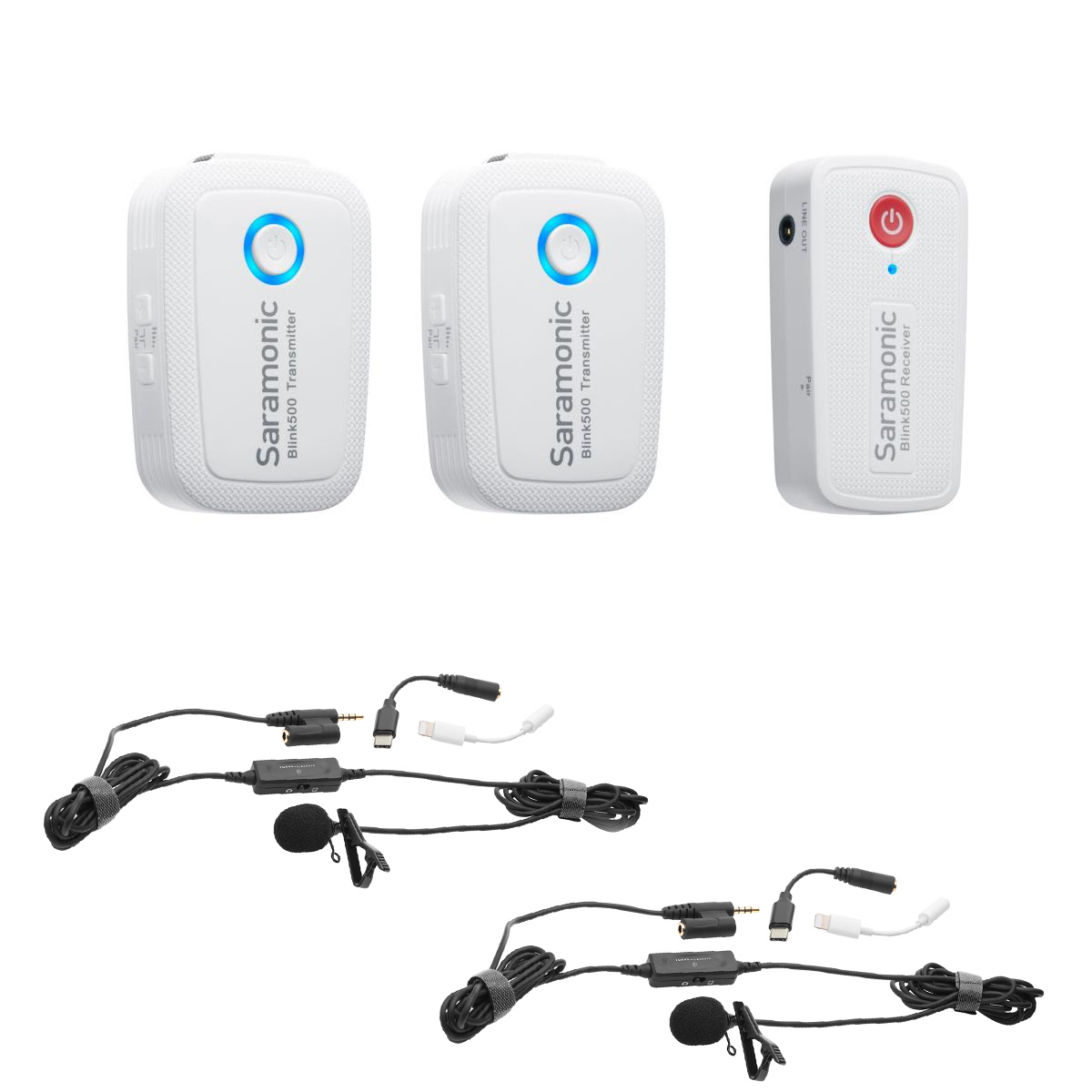 

Saramonic Blink 500 B2 Wireless Mic System, White,Bundle with 2x TASL500 Lav Mic