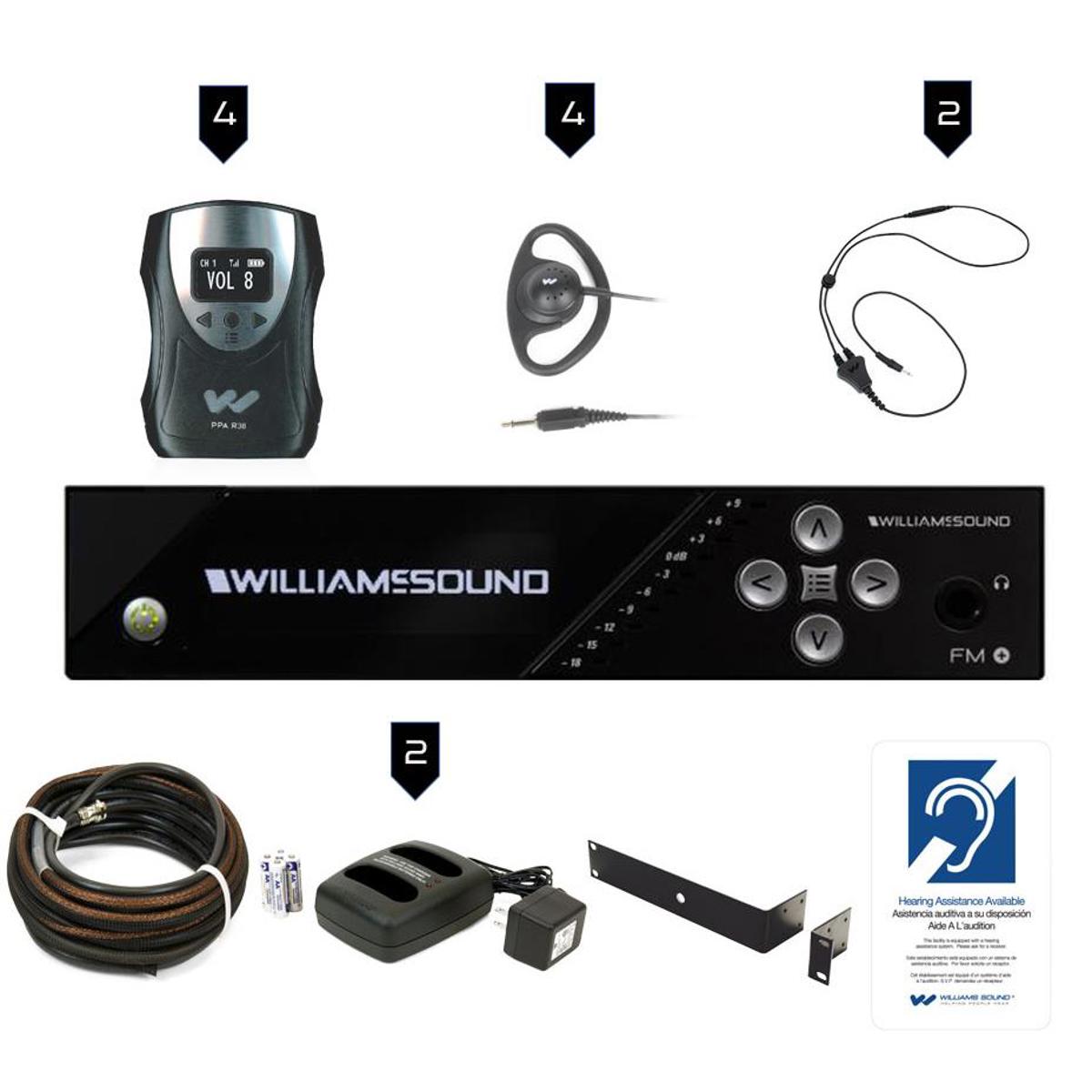 

Williams Sound FM 558 Pro Plus Assistive Listening System, BAT KT6 Charger Kit