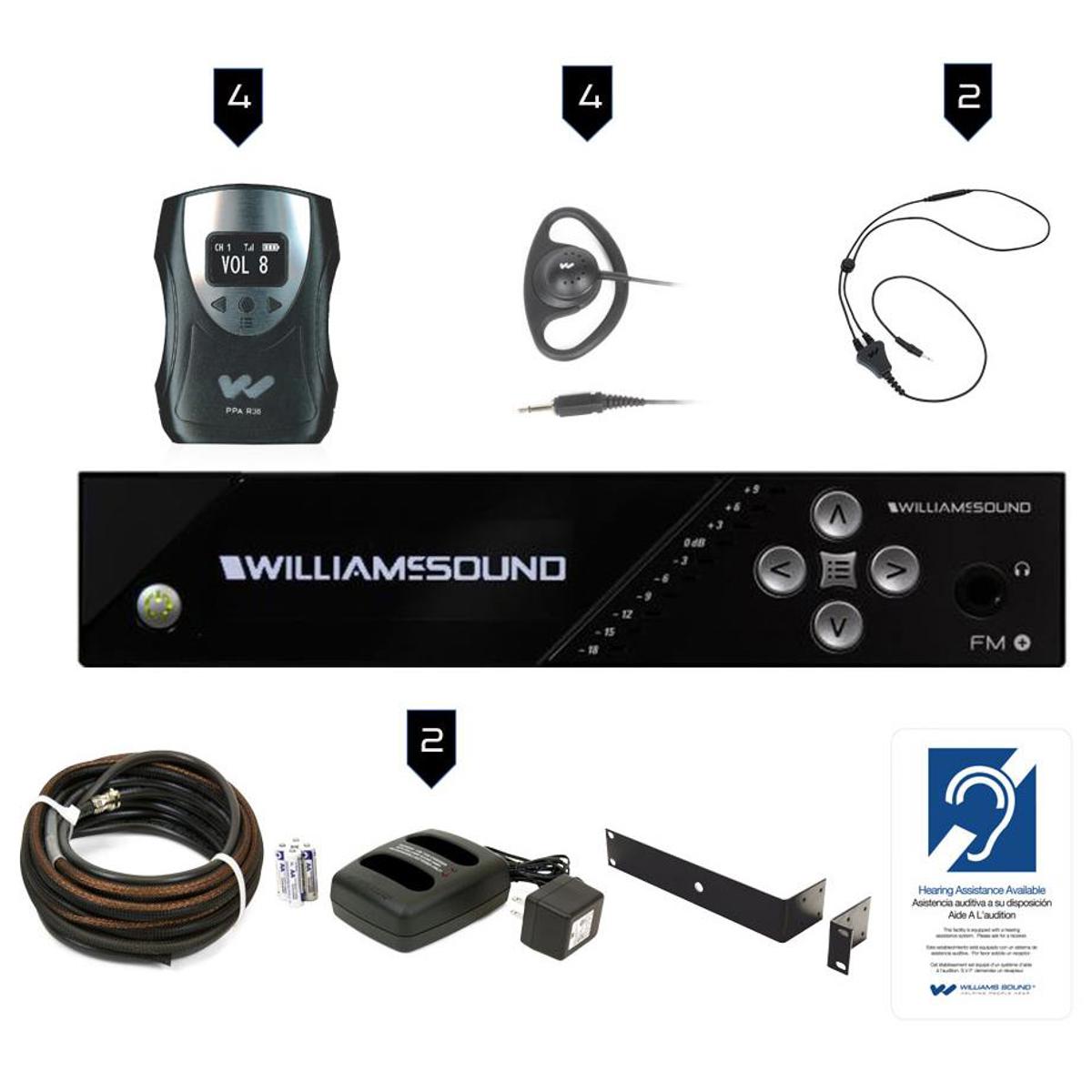 

Williams Sound FM 558 Pro D Plus Assistive Listening System, FM T55 D Tx w/Dante