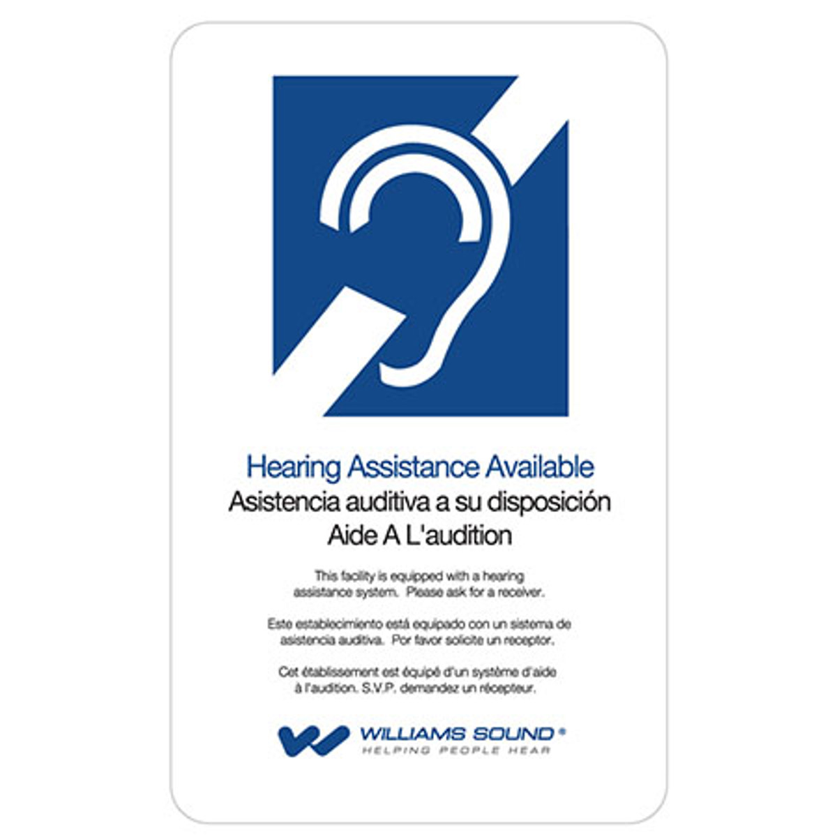 Image of Williams Sound ADA Wall Plaque for Hearing Assistance