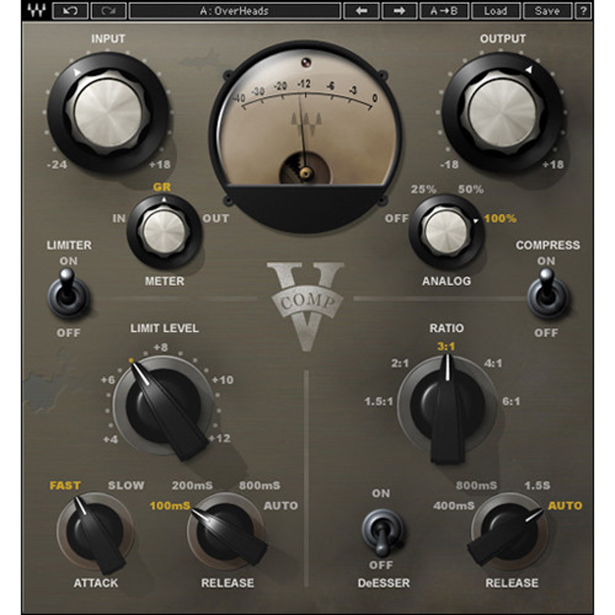 

Waves V-Comp - Vintage Hardware Compressor Plug-In, Native/SoundGrid, Download