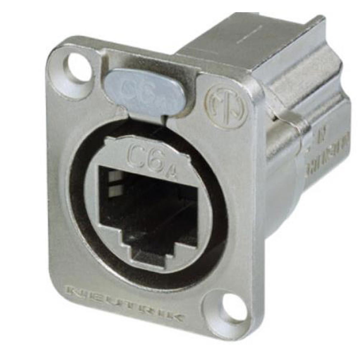

Whirlwind Neutrik D-Shape CAT6A Panel Connector, Feedthrough, Nickel Housing