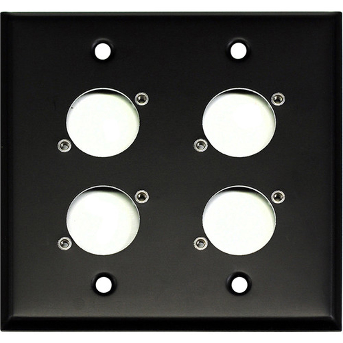 

Whirlwind WP2B/4H Wall Mounting Plate, 2 Gang, Punched for 4 XLRs, Black