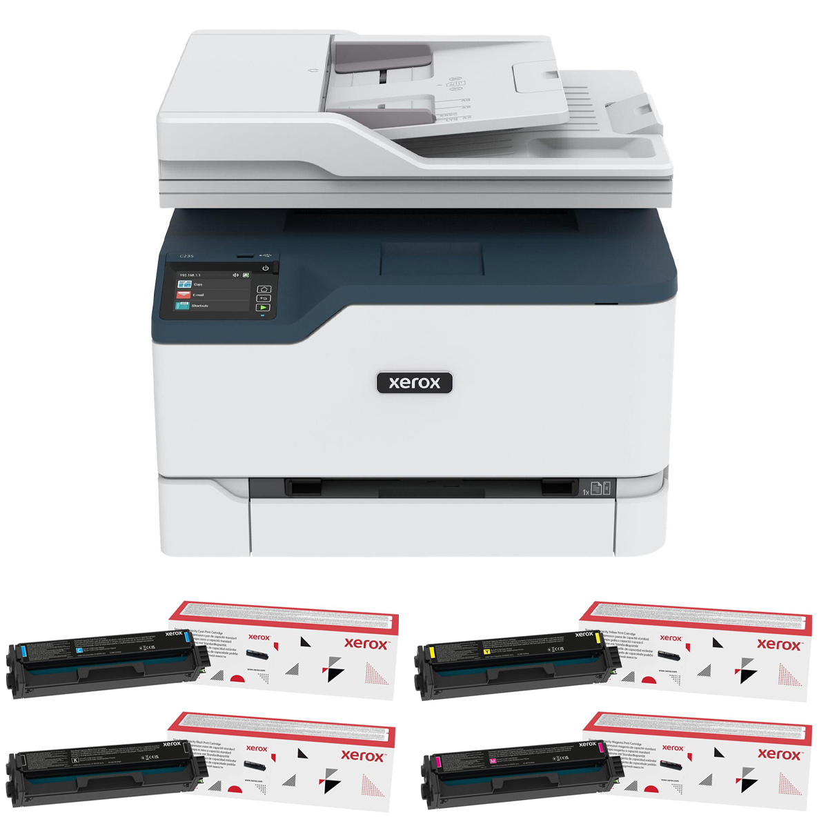 Xerox C235 Color Laser Printer with Black, Cyan, Magenta, and Yellow Cartridges -  C235/DNI K