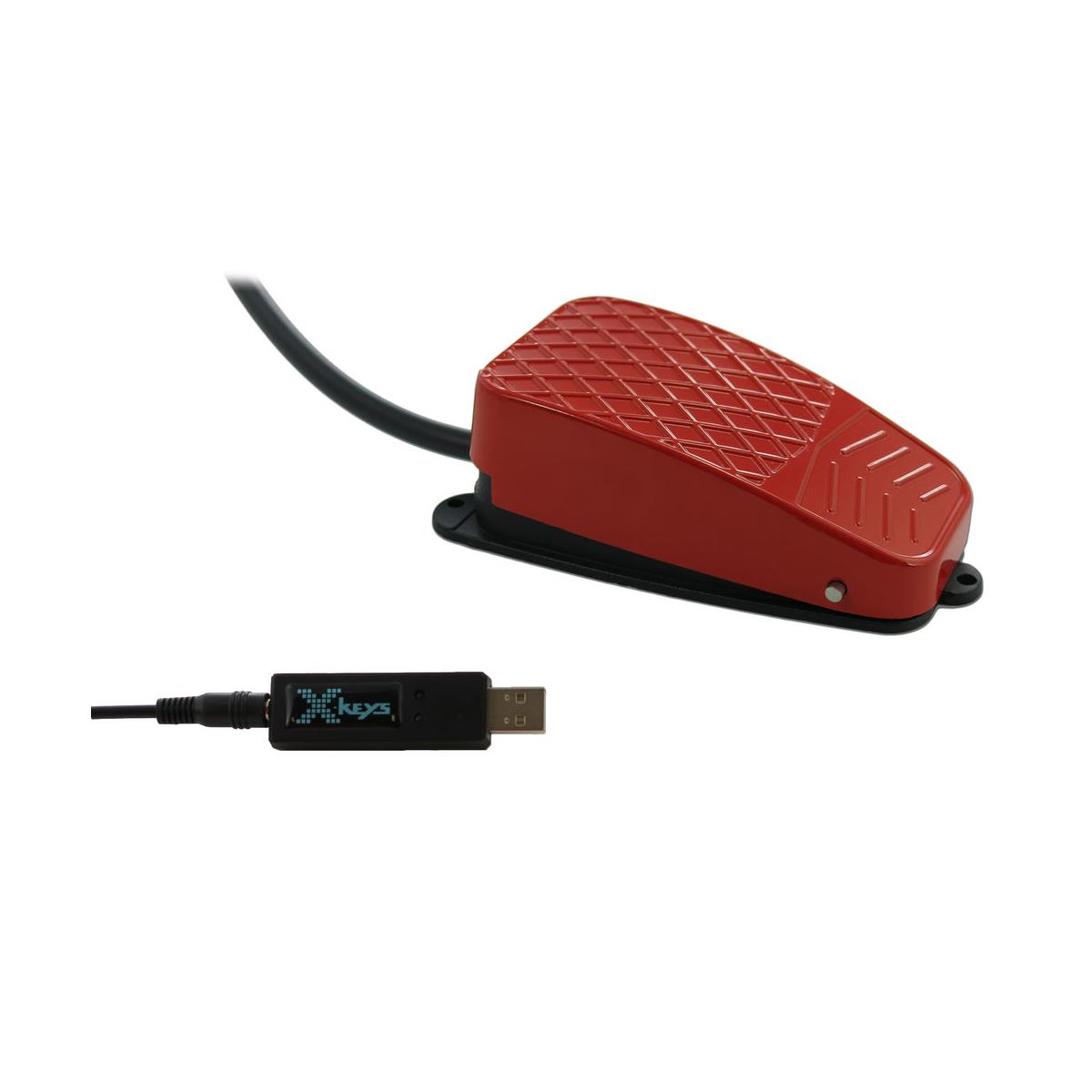 Image of X-Keys USB Three-Switch Interface with Red Commercial Foot Switch