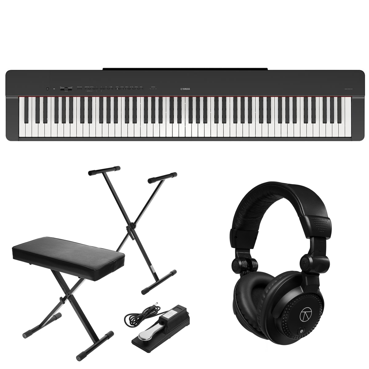

Yamaha P-225 88-Note Digital Piano, Black, w/Headphones, Stand, Bench and Pedal
