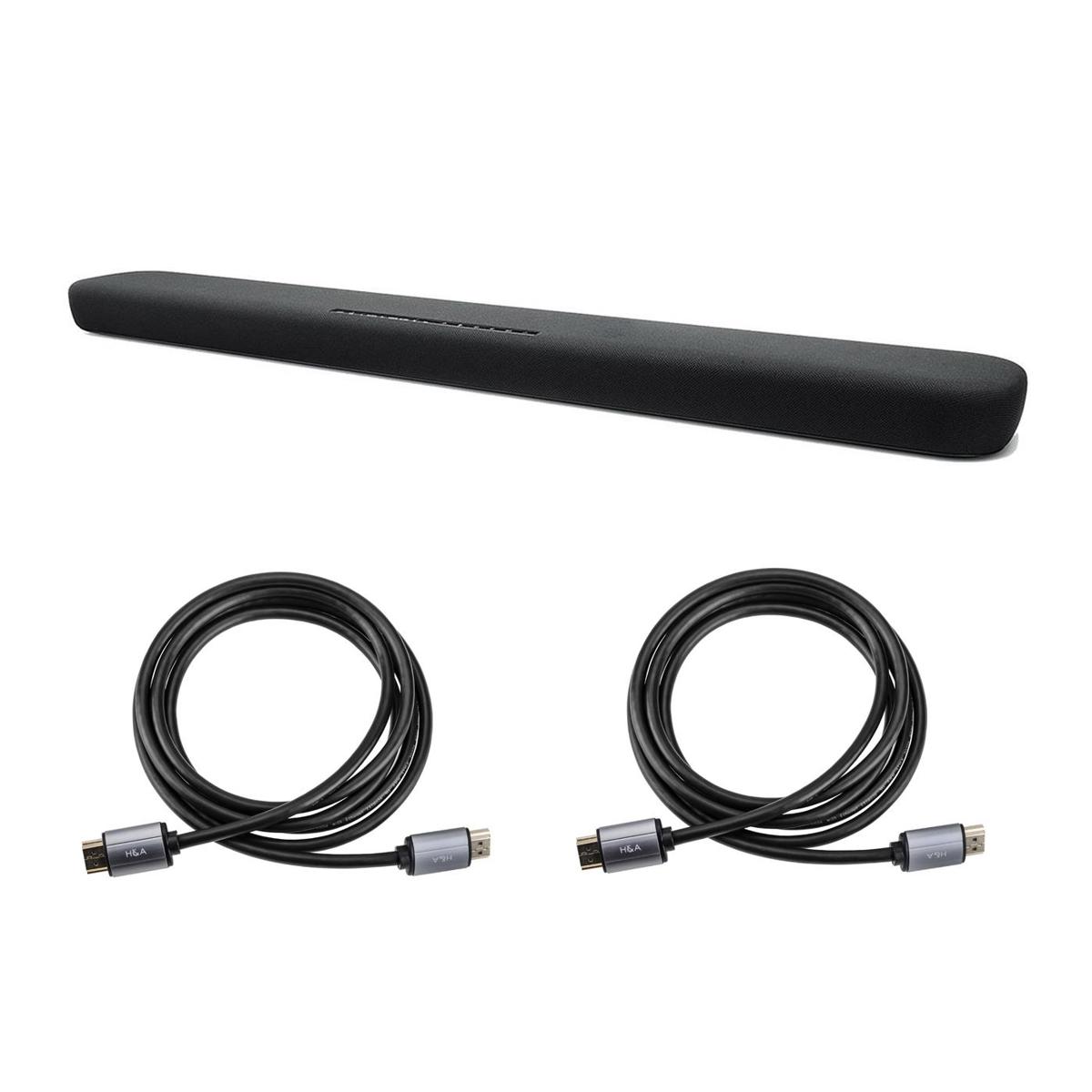 

Yamaha YAS-109 2-Channel Sound Bar, Bundle with 2 Pack H&A HDMI Cable, 6 Feet