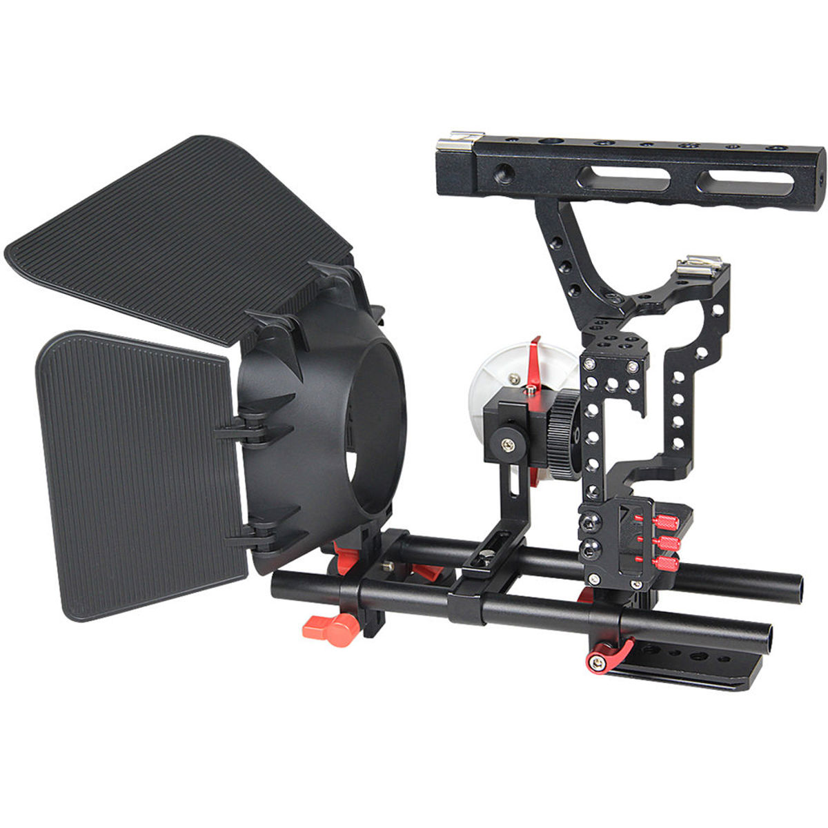 

YELANGU C500 CH4 Camera Cage with Matte Box and Follow Focus, Red Trim
