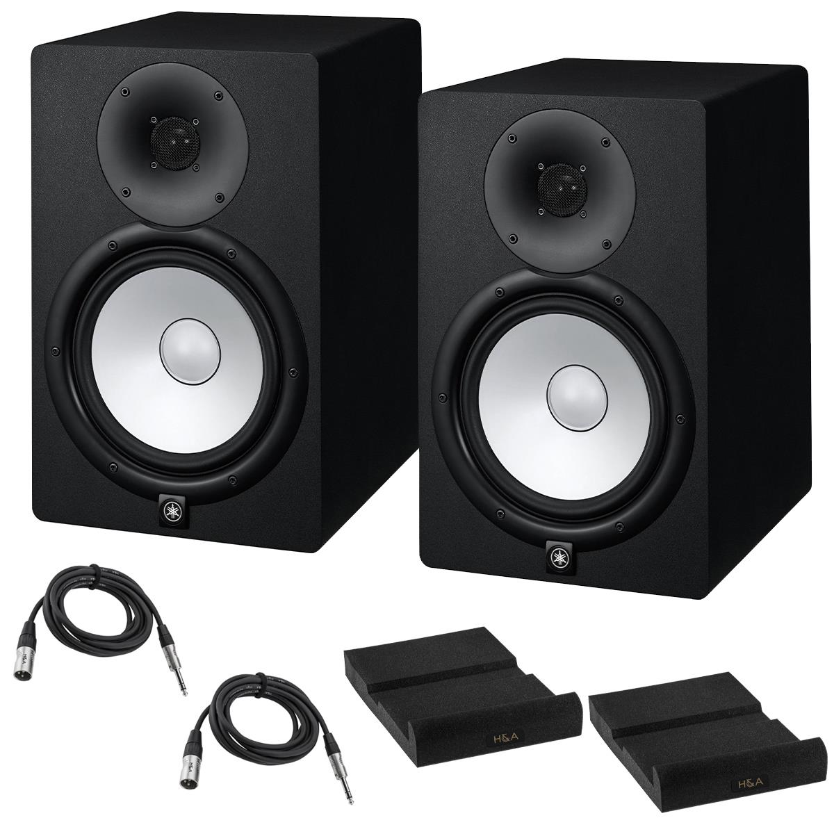 Yamaha 2x HS8 Powered Studio Monitor, Black with Isolation Pads & Cables -  HS8 PC