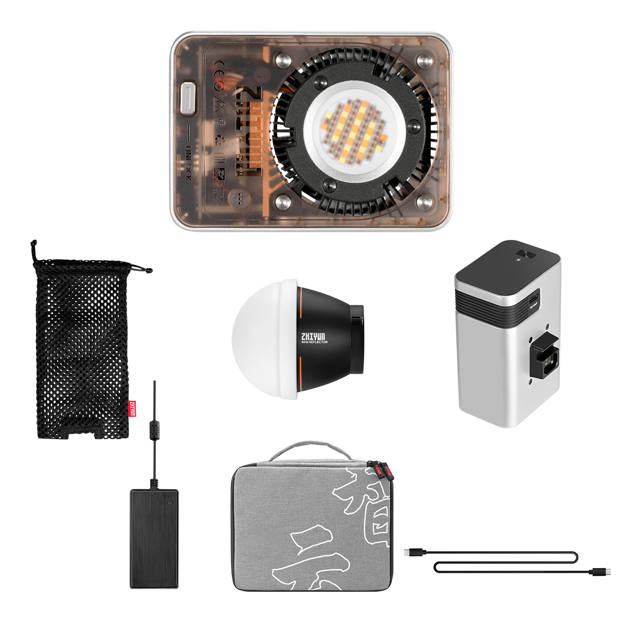 

Zhiyun PLX104 MOLUS X60RGB 60W RGB Pocket COB LED Light Combo Kit