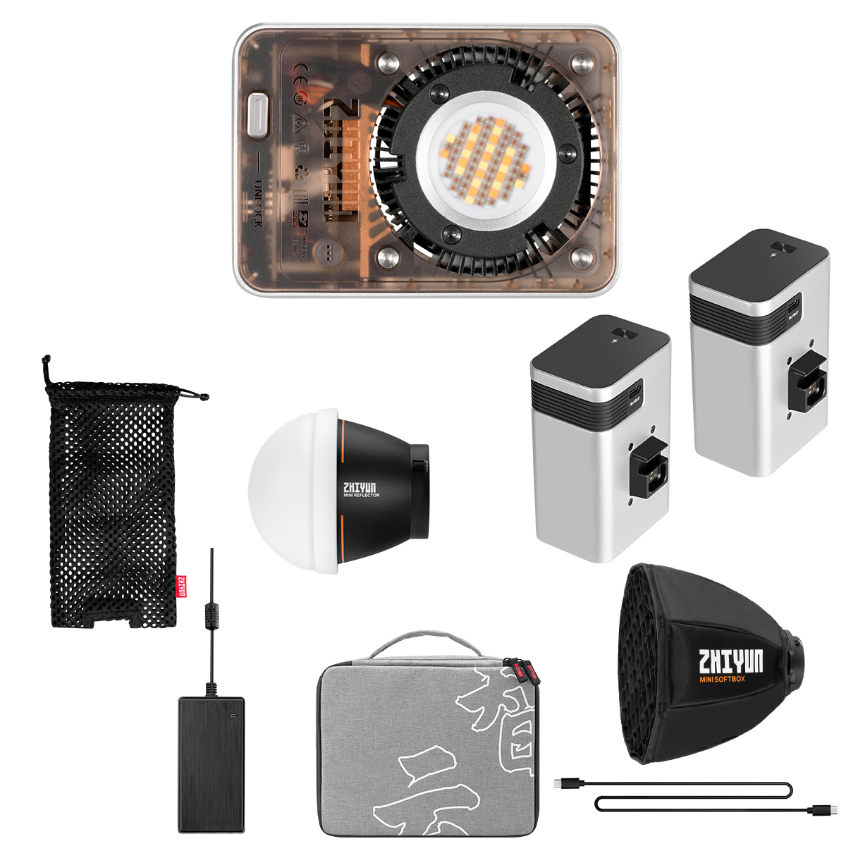 

Zhiyun PLX104 MOLUS X60RGB 60W RGB Pocket COB LED Light Pro Kit
