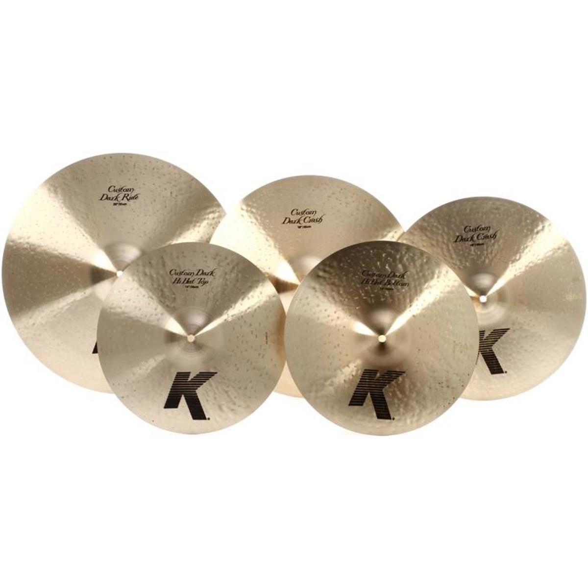 Zildjian KCD900 K Custom Dark 5 Pc Cymbol Box Set The K Custom Dark cymbals are known for their warm, rich sound that cuts through and sings out. Overhammering on top of the cymbal provides slightly dry, trashy overtones. The Zildjian Cymbal Set is the most efficient way to begin your musical journey or get the complete solution to take your drumming to the next level.