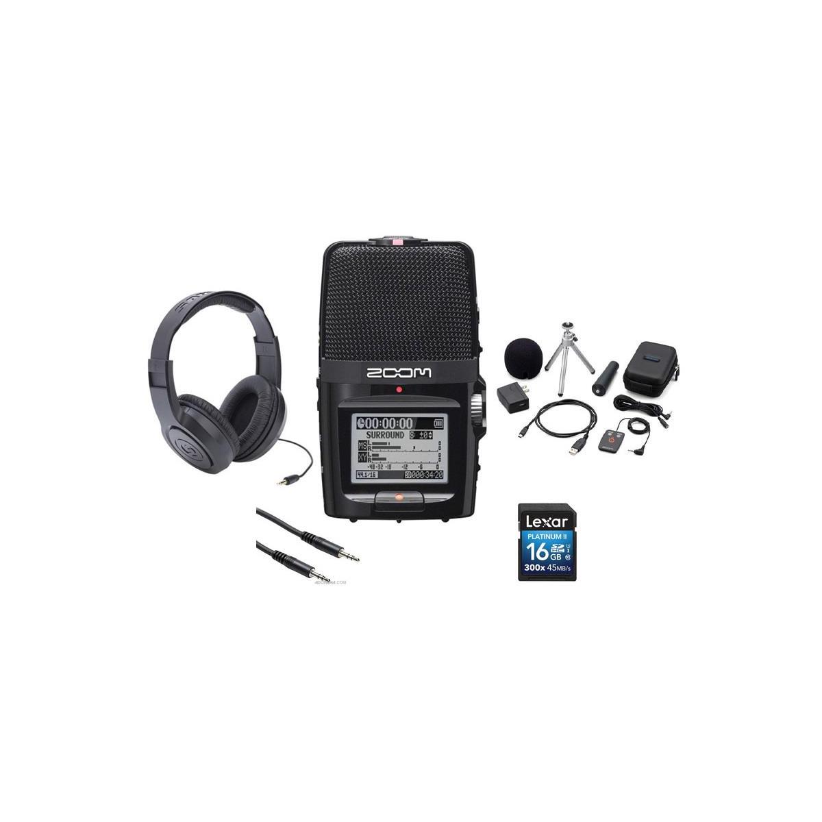 

Zoom H2N Handy Recorder, Five Built-in Mic Capsules With Accessory Bundle