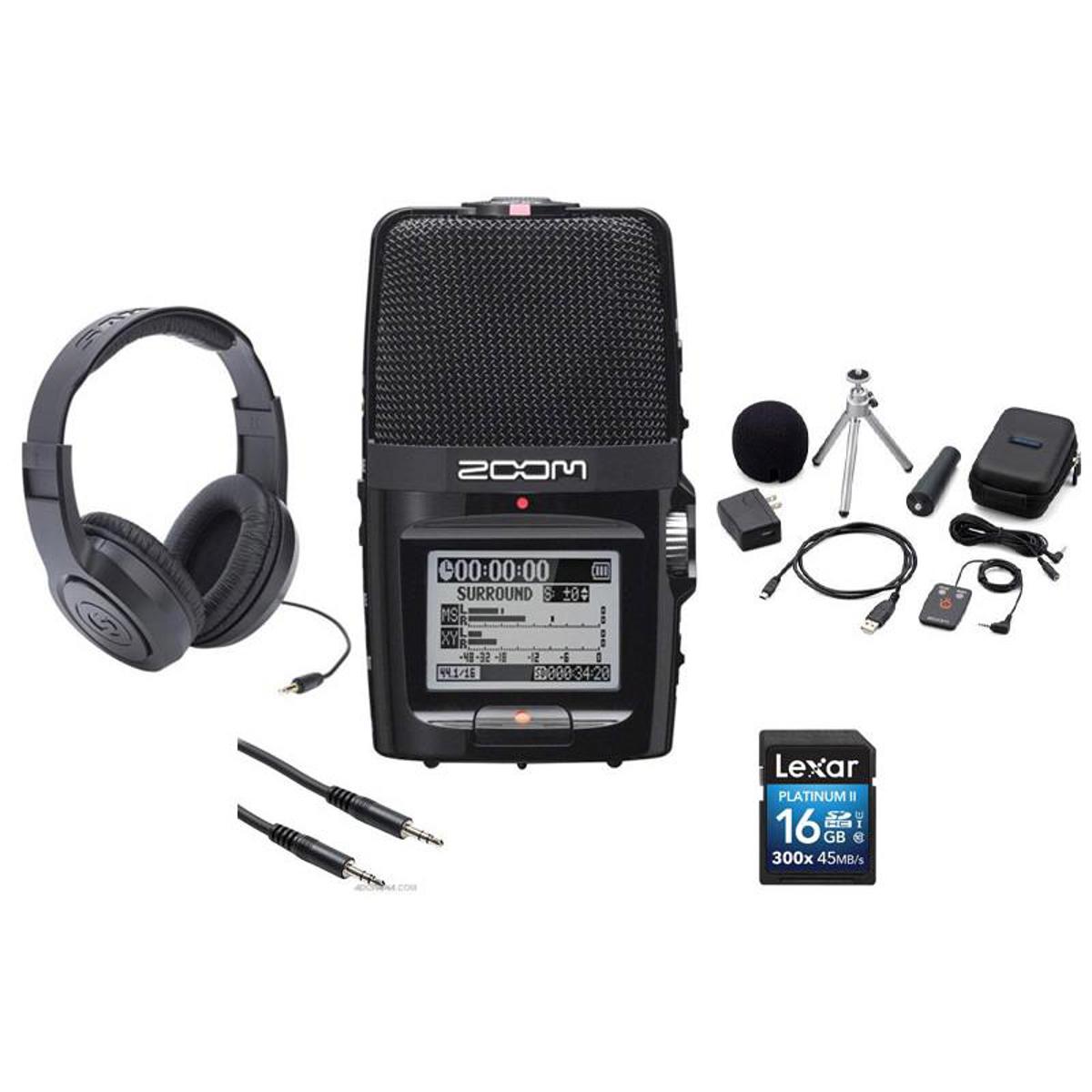 

Zoom H2N Handy Recorder, Five Built-in Mic Capsules With Accessory Bundle