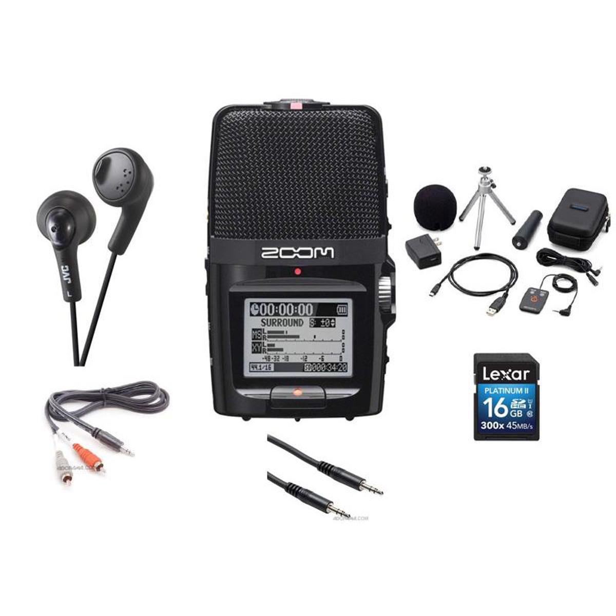 

Zoom H2N Handy Recorder, Five Built-in Mic Capsules With Accessory Bundle