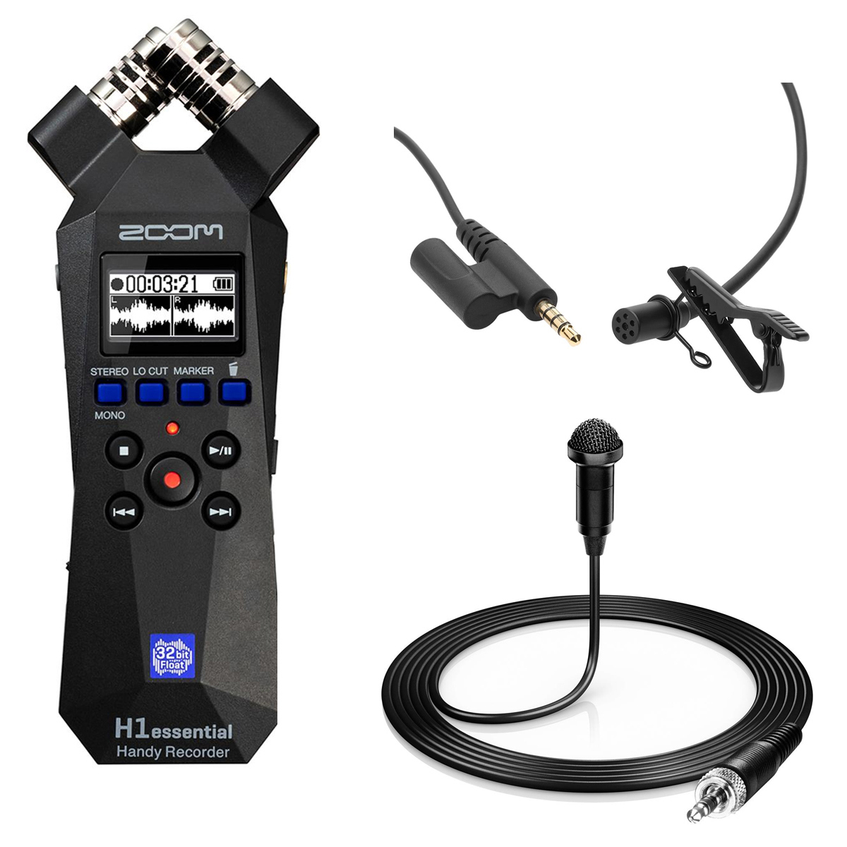 

Zoom H1essential 2-Track 32-Bit Handy Recorder,w/TASL500 Lav Mic,HA-OM-L Lav Mic