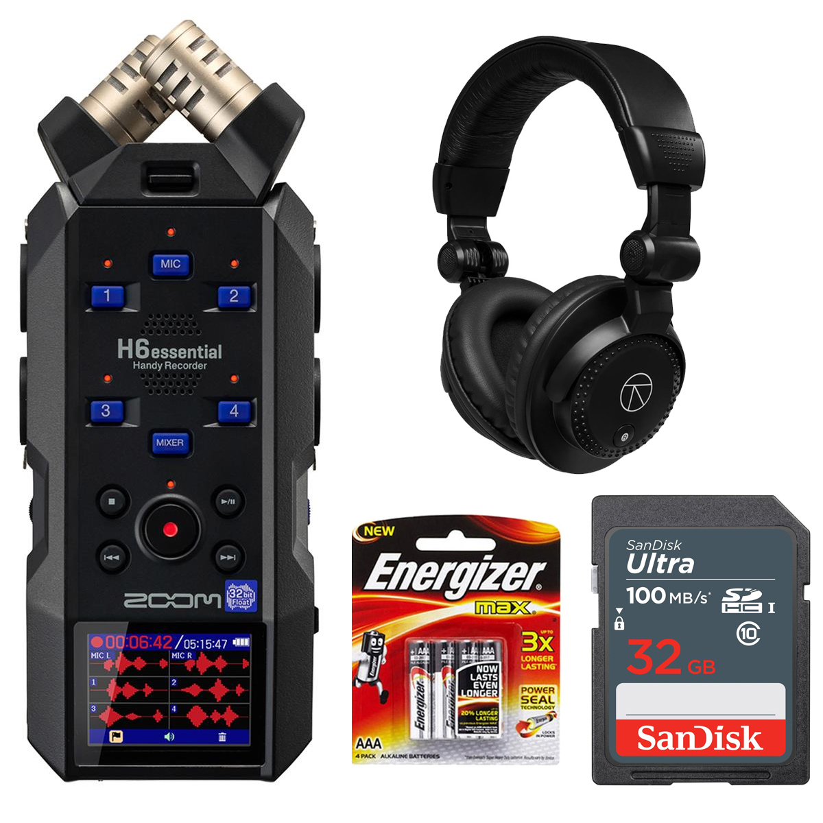 

Zoom H6essential 6-Track Float Handy Recorder, w/Headphone, 32GB Card & Battery