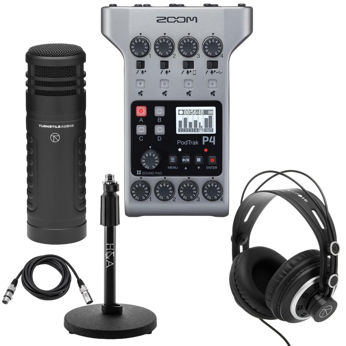 Image of Zoom PodTrak P4 Podcast Recorder - Bundle with Studio Mic