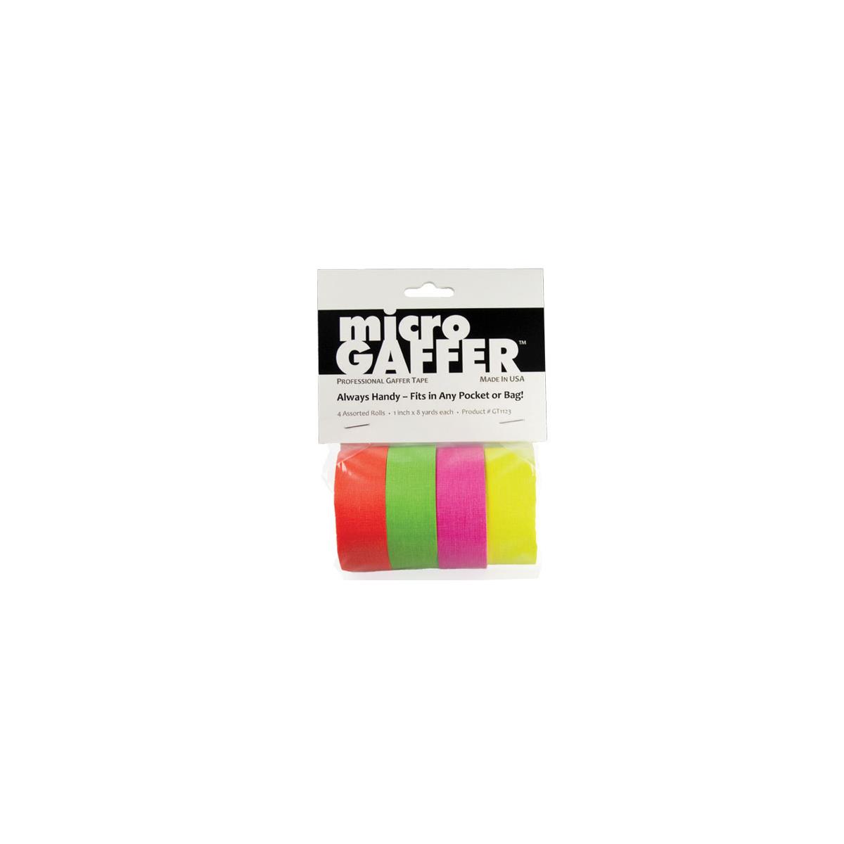 Лента Adorama microGAFFER, 8 ярдов x 1 дюйм, 4 упаковки флуоресцентных цветов #GT4567
